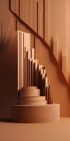 3d rendering of abstract geometric forms. Glossy golden podium for your design.の素材