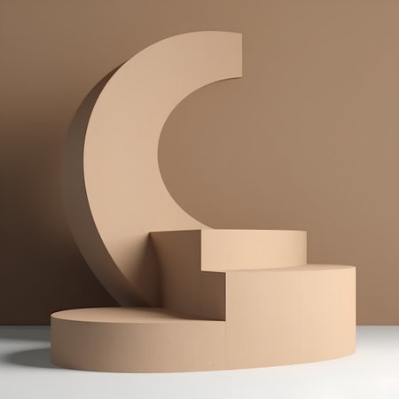 3d render of abstract geometric forms. Minimal scene with podium.の素材