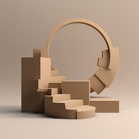 3d render of podium for product presentation with geometric forms. Minimal scene.の素材