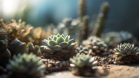 Close up of cactus plants in desert. Selective focus.の素材