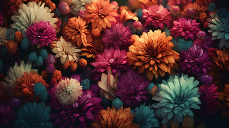 Colorful autumn chrysanthemums background. Close up.の素材