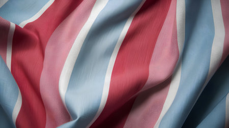 Closeup of rippled red and blue striped fabric as backgroundの素材