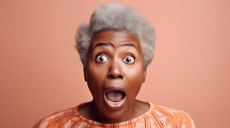 Portrait of a surprised african american woman looking at cameraの素材