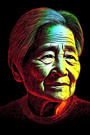 Portrait of an old man. Vector illustration on a black background.の素材