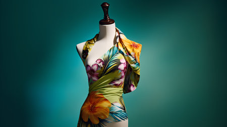 Fashionable summer dress on a mannequin. Studio shot.の素材