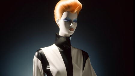 3d rendering of a mannequin in black and white suitの素材