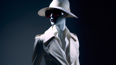Mannequin wearing a white hat and sunglasses. 3d renderingの素材