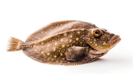 Flounder isolated on white background. Clipping path included.の素材