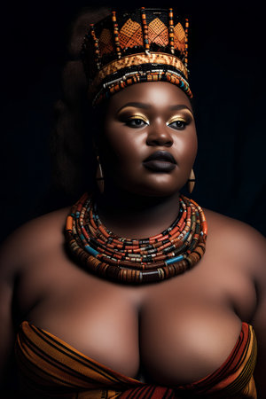 Portrait of beautiful african woman with creative make-up and jewelryの素材