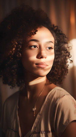 Portrait of beautiful african american woman with afro hairstyleの素材