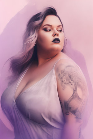 Portrait of a beautiful young woman with tattoos on her body.の素材