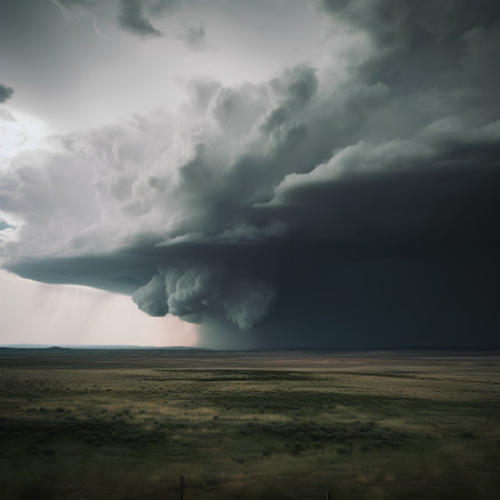 Prairie Storm Clouds ominous weather Saskatchewan Canada. 3d renderの素材