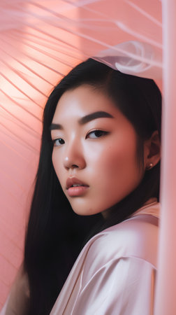 Portrait of a beautiful young asian woman with perfect skin.の素材