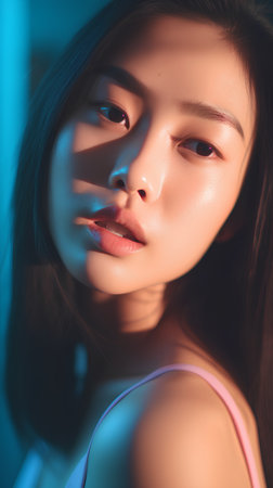 Portrait of beautiful young asian woman with clean fresh skin.の素材