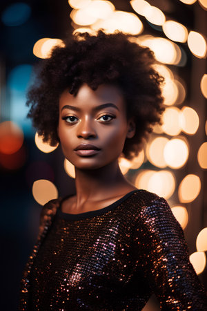 Beautiful african american woman with afro hairstyle.の素材