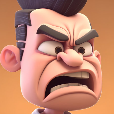 Angry cartoon face. Emotion concept. 3D rendering.の素材
