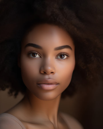 Portrait of beautiful african american woman with afro hairstyleの素材