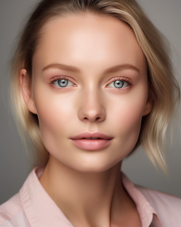 Portrait of a beautiful young blonde woman with clean fresh skin.の素材