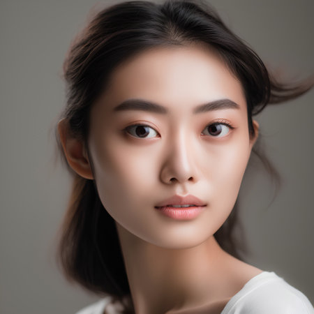 Portrait of a beautiful asian woman with clean fresh skin.の素材