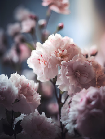 beautiful bouquet of pink carnation flowers in a vaseの素材