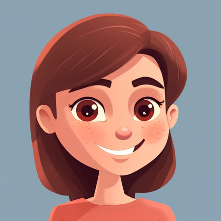 Portrait of a smiling girl with brown hair. Vector illustration.の素材