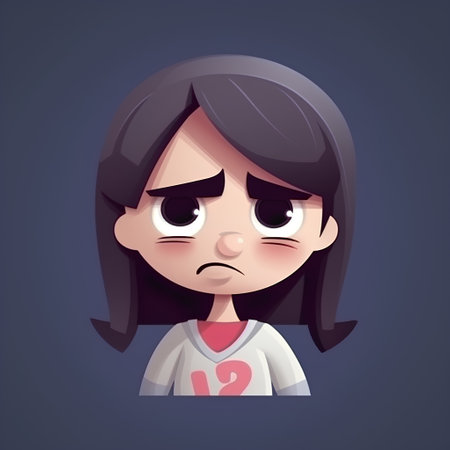 Angry girl cartoon character. Vector illustration of a sad girl.の素材
