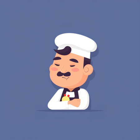 Cartoon chef with mustache. Vector illustration in a flat style.の素材