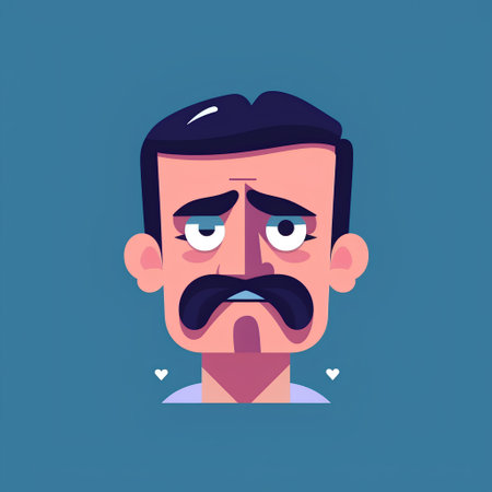 Angry man. Vector illustration in flat style. Isolated on blue background.の素材