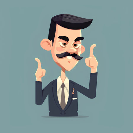 Businessman with moustache. Vector illustration in cartoon style.の素材