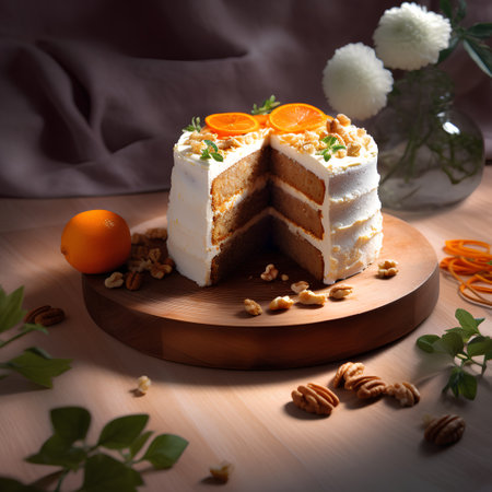 Tiramisu cake with tangerine and walnut.の素材