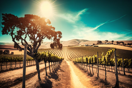 Vineyards in Tuscany, Italy. Retro style toned pictureの素材