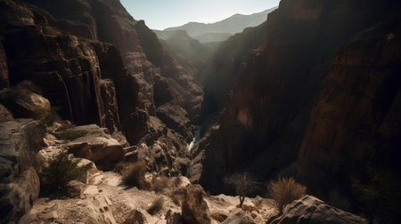 Beautiful view of the gorge in Petra, Jordan. Toned.の素材