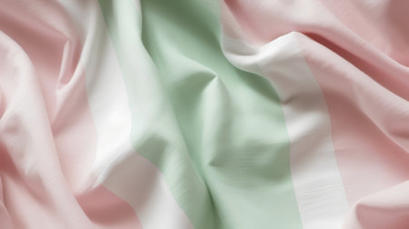 Crumpled pink and green satin fabric as a background textureの素材