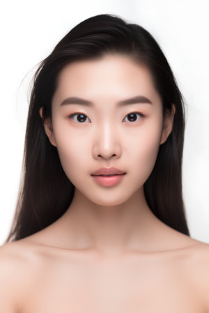 Beautiful young asian woman with clean fresh skin. Face care, Facial treatment, Cosmetology, beauty and spa, Asian women portraitの素材
