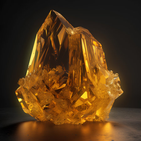 Yellow tourmaline on a black background. 3d rendering.の素材