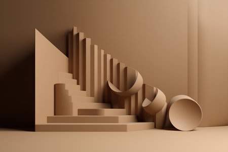 3d render of abstract geometric forms. Minimal scene with podium for product presentation.の素材