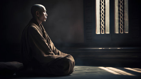 Muslim man praying in the mosque. Ramadan Kareem background. Religious concept.の素材
