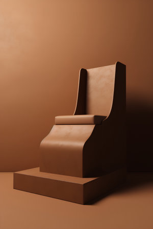 3d rendering of a brown chair on a brown studio background.の素材