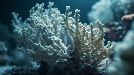 Coral reef close-up in blue tones. Underwater photography.の素材