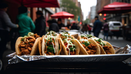 Tacos on the street of New York City, USA.の素材