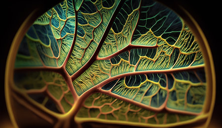 Macro closeup of fractal leaf, digital artwork for creative graphic designの素材