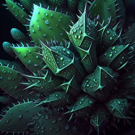 Cactus with water drops. 3d rendering, 3d illustration.の素材
