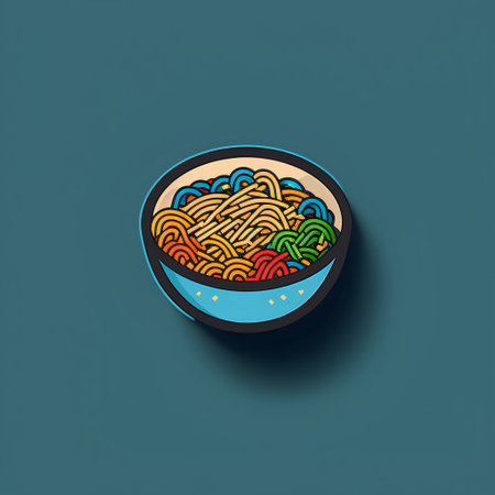 Noodles in a bowl. Vector illustration. Eps 10.の素材