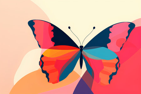 Butterfly with multicolored wings. Vector illustration in flat style.の素材