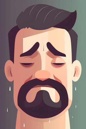 Man with beard and mustache. Vector illustration in a flat style.の素材