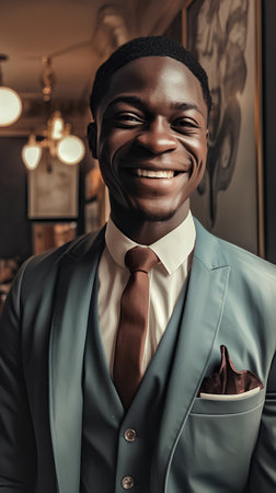 Portrait of a happy african american man in a suit and tie.の素材
