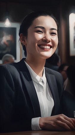 Portrait of a beautiful young asian businesswoman smiling and looking at cameraの素材