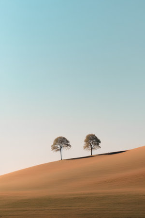 Lonely tree in the middle of a plowed field in springの素材
