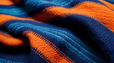 Close up of colorful knitted fabric as a background. Macro shot.の素材