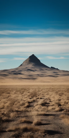 Desert landscape with mountain in the background, Iceland, Europe.の素材